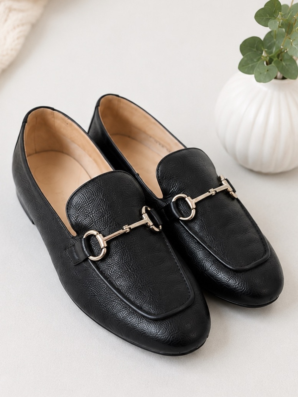 Paul Green Daphne Horsebit Loafers Black Leather Flats Comfort Shoes 7.5